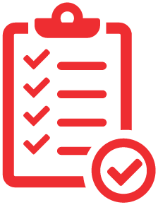 a red clipboard icon